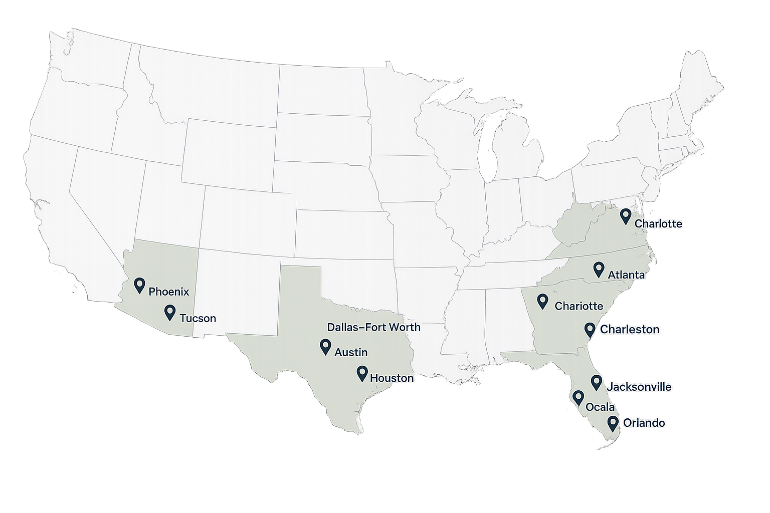 Nubuild market presence across the United States
