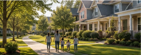 Neighborhood street in a relocation market