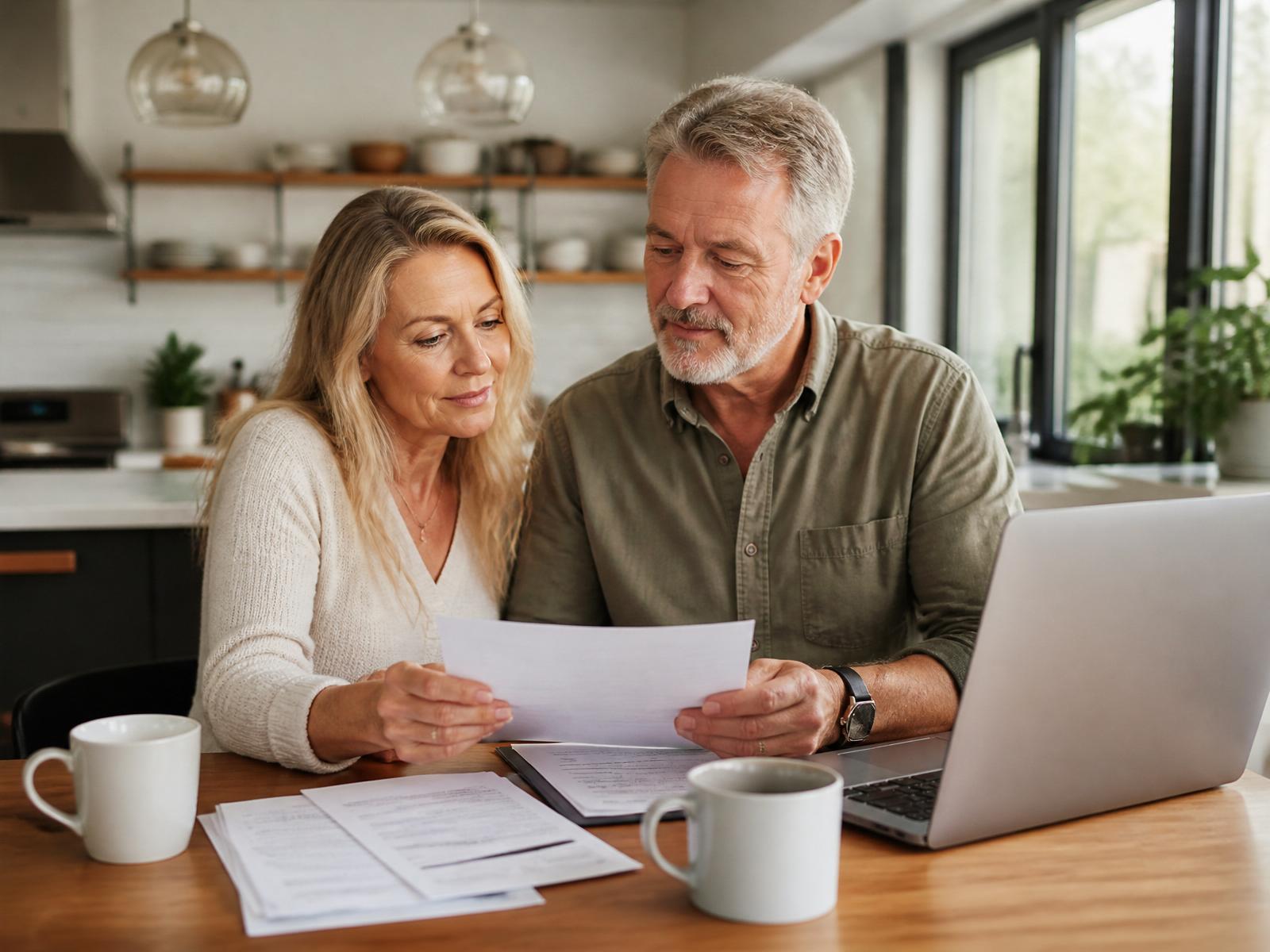 Homeowners reviewing their options together at the kitchen table