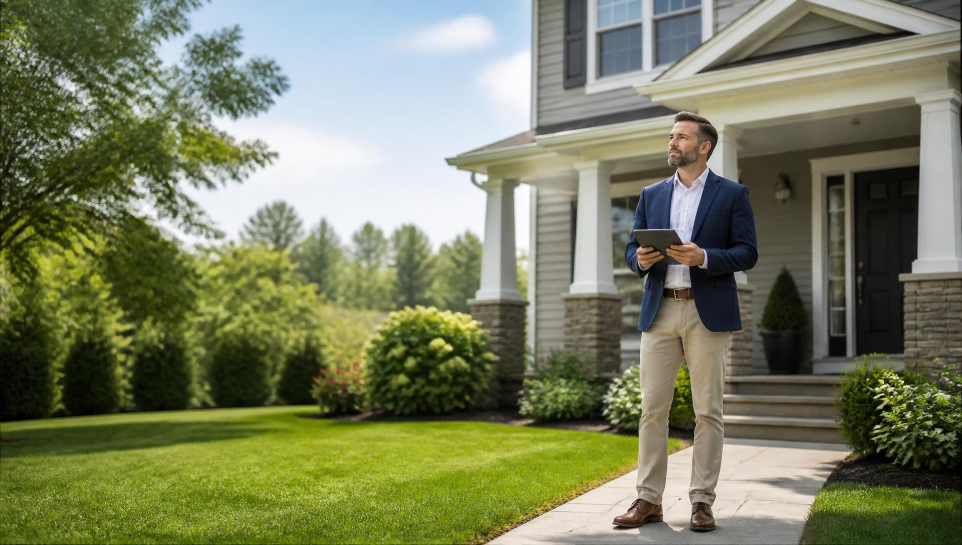 Field representative reviewing a residential asset on a tablet